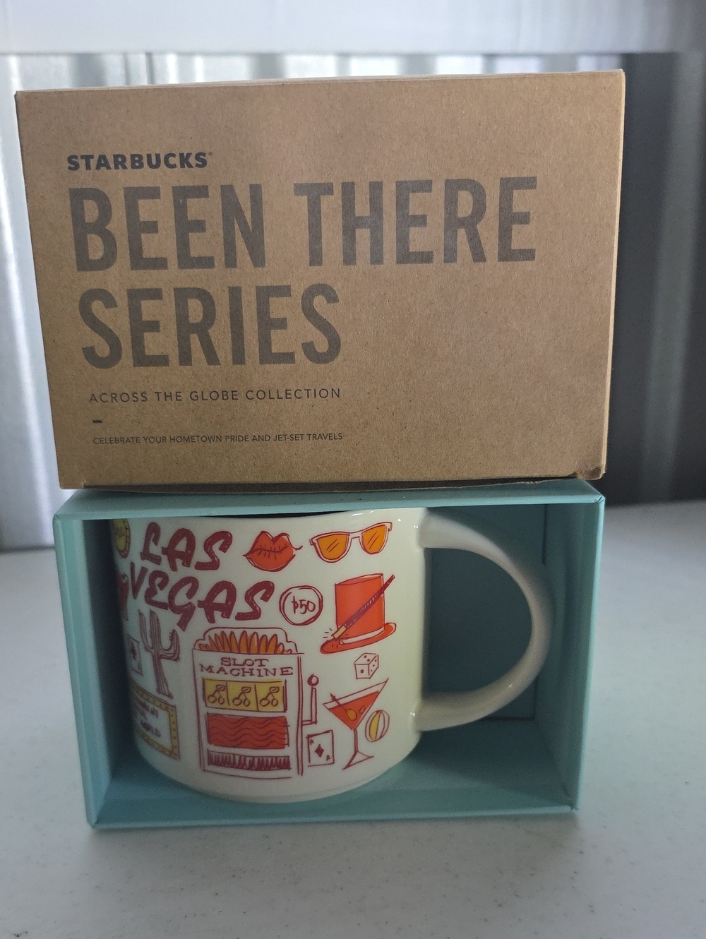 Starbucks Las Vegas Ceramic Mug - White with Red and Orange Graphics